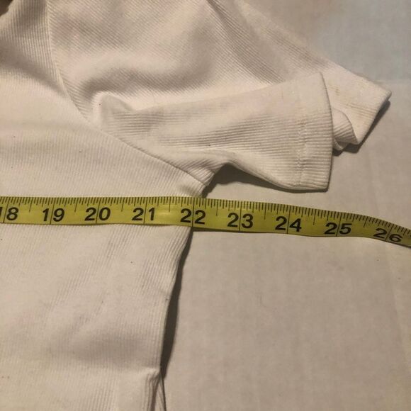 Quacker Factory Wood Beaded White Short Sleeve Ribbed Top Sz XL NWT - Picture 5 of 7